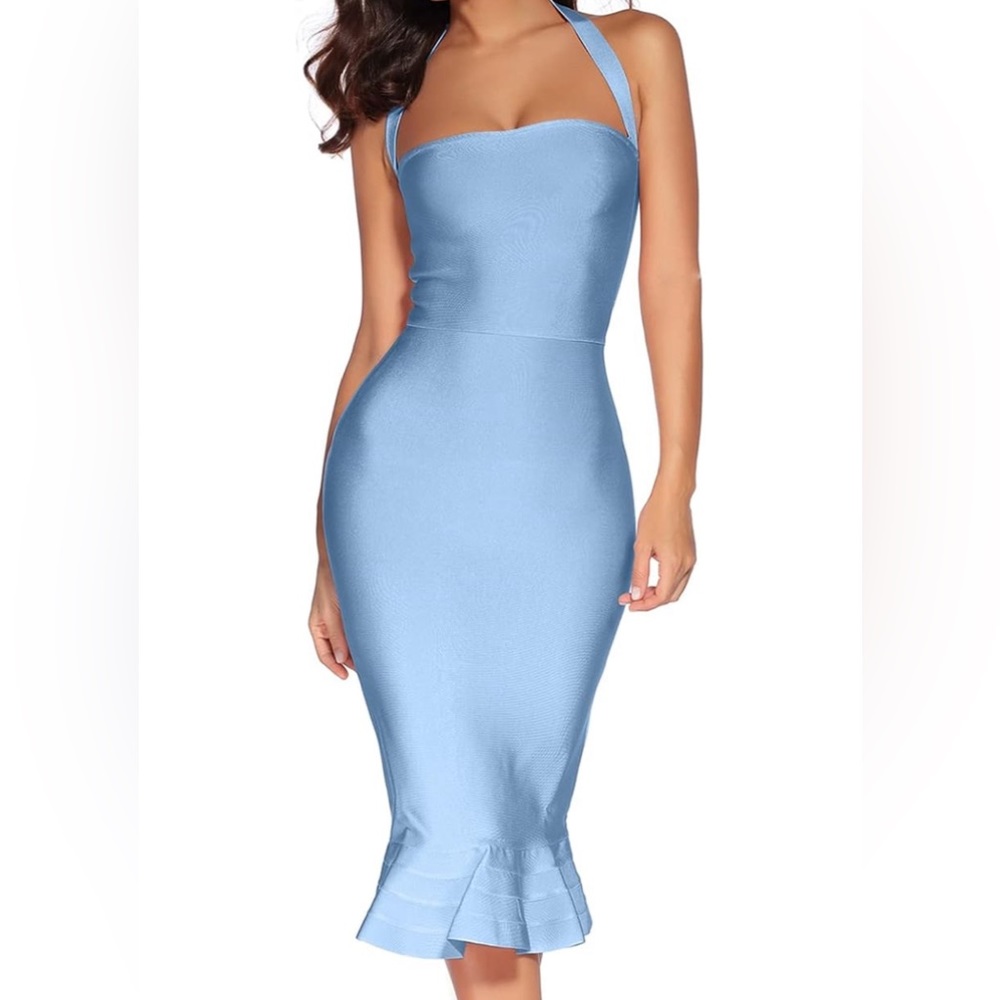 Bandage fishtail dress in light blue